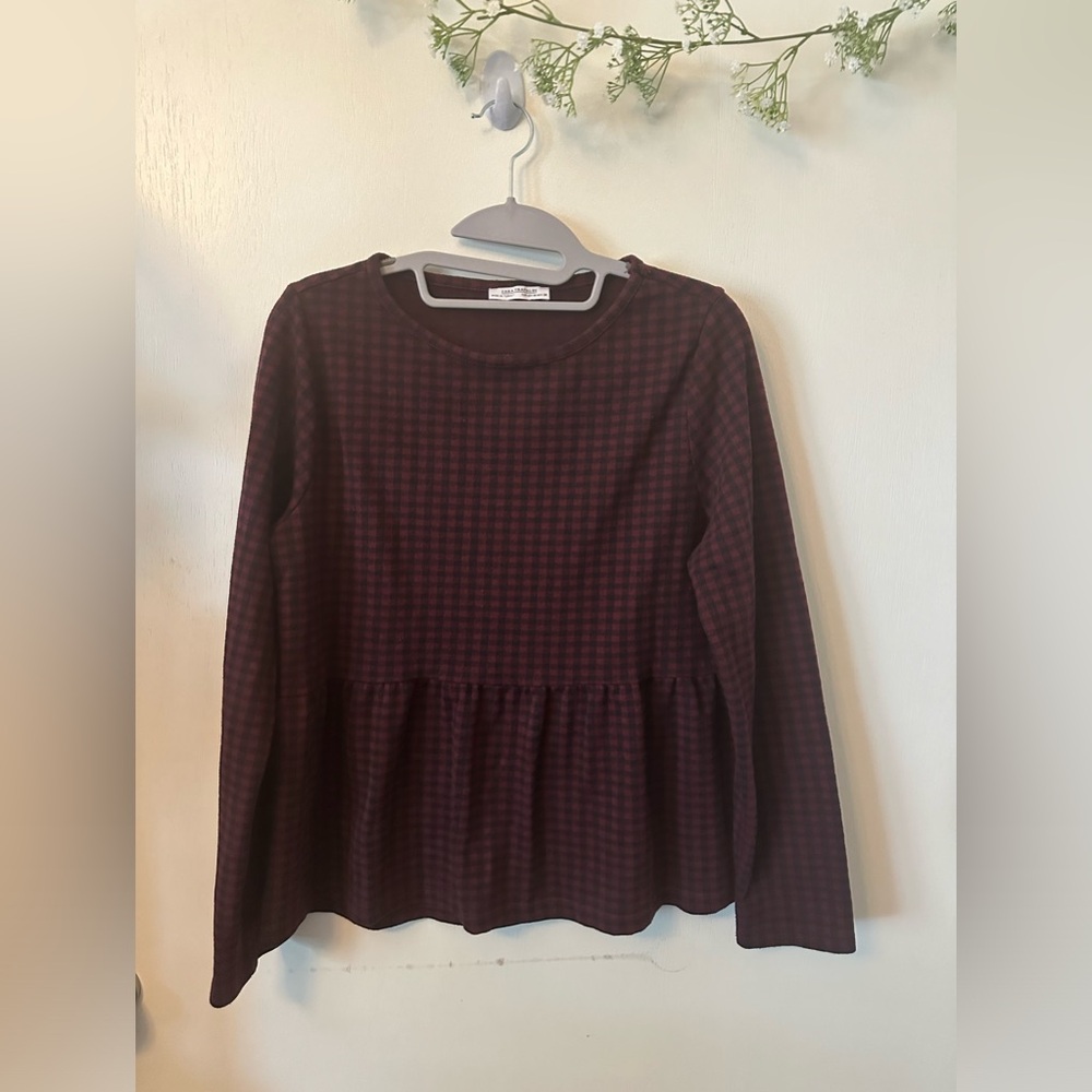 (A68) Euc Zara | Buffalo check Peplum top